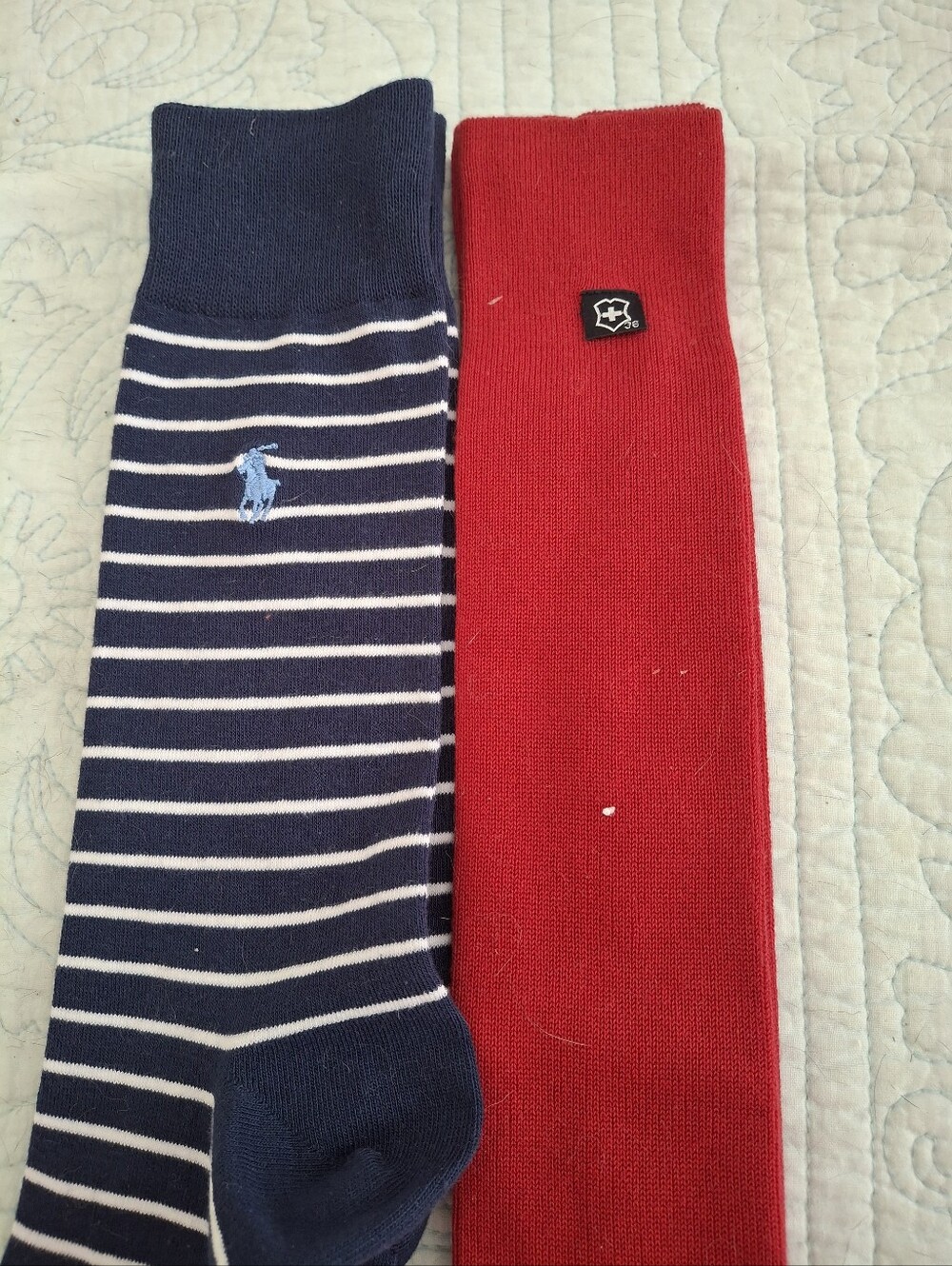 Polo Ralph Lauren Navy & White Striped Sock and Red K-Swiss Dress Sock - Men